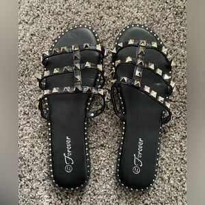 Black Studded Sandals